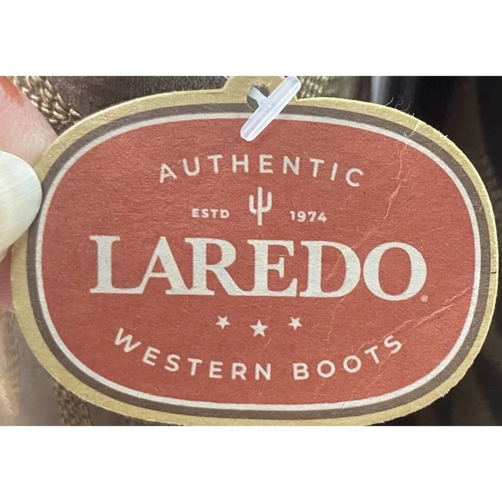 Laredo Outlaw Forge Men Leather Western Cowboy Boots Brown Square Toe 8D NWT